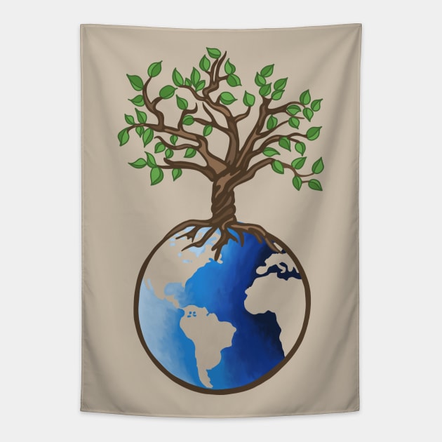 Earth and Tree Of Life Tapestry by Slightly Unhinged