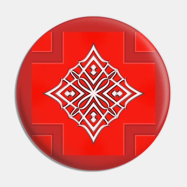 Bright Red Kaleidoscope Pattern (Seamless) 21 Pin by Swabcraft