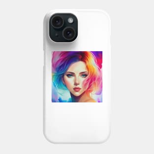 tie dye amine beautiful woman stunning color Phone Case