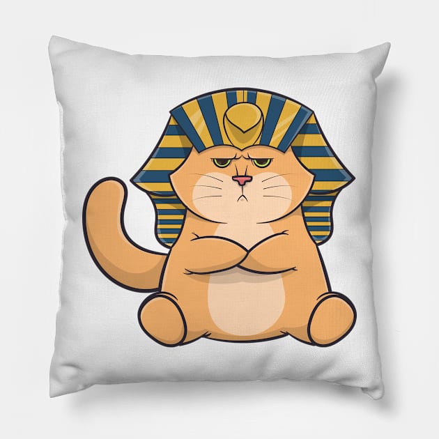 A british short hair golden cat with pharaoh accessories Pillow by Hidaydesign