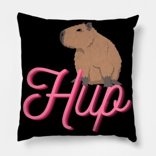 Cute Cartoon Capybara that says "Hup" Pillow