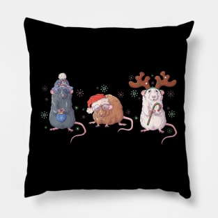 Cute Rats with Christmas Accessories Pillow