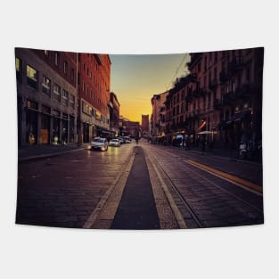 Sunset in the Street Tapestry