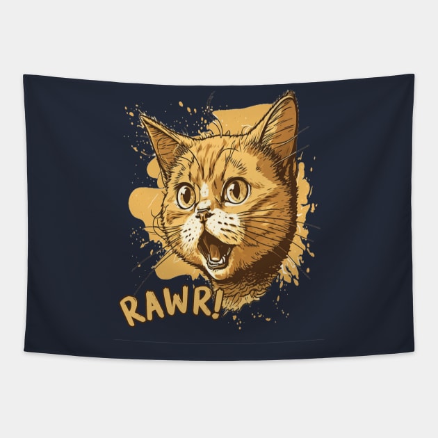 Rawr Cat Tapestry by April Snow 