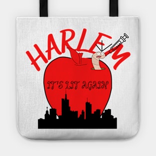 Funny Harlem It's Lit Again |  Big Apple With Worm And Vaccine Shot Tote