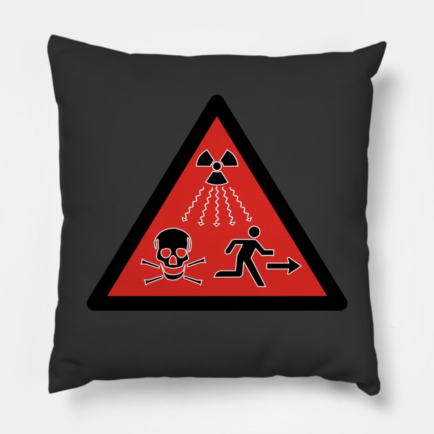 Radiation Warning! Pillow by LordNeckbeard