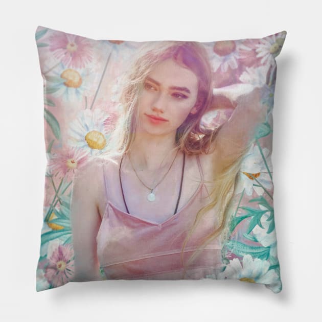 Mary's Garden Pillow by Phatpuppy Art