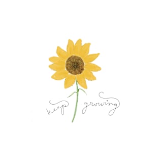 "Keep Growing" Sunflower Illustration T-Shirt
