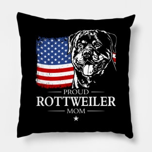 Proud Rottweiler Mom American Flag patriotic Rottie dog Pillow