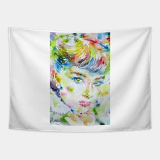 AUDREY HEPBURN watercolor portrait .6 Tapestry