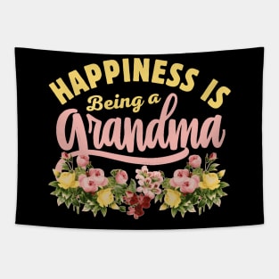 Happiness Is Being A Grandma Floral Gift Idea Tapestry