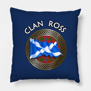 Clan Ross Crest & Tartan Knot Pillow