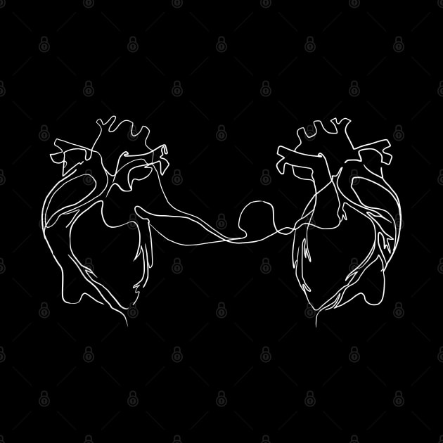 Connected Hearts one line art by jen28