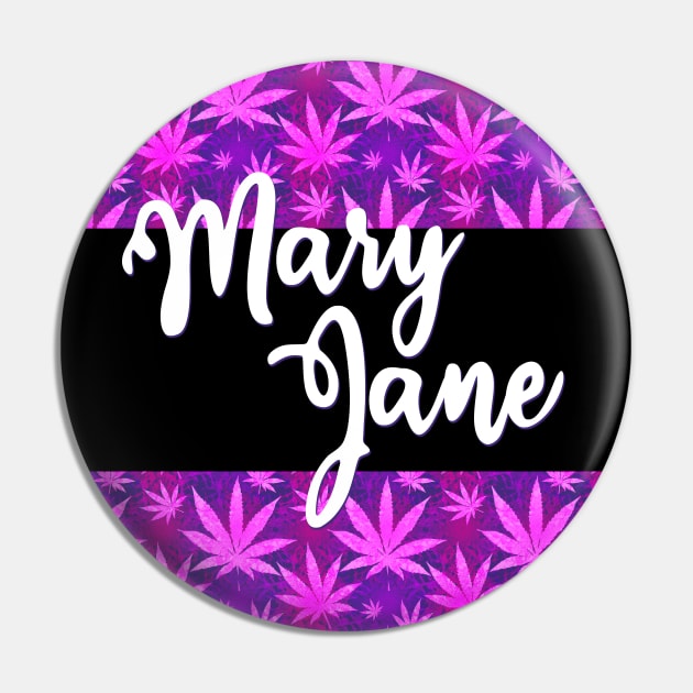Mary Jane Weed Leaf Pink Fuchsia Pattern Pin by NINE69