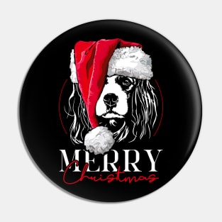 Funny Cavalier King Charles Spaniel Santa Merry Christmas dog mom Pin