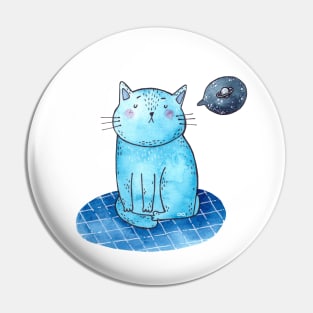 Blue Cat thinking about Space Pin