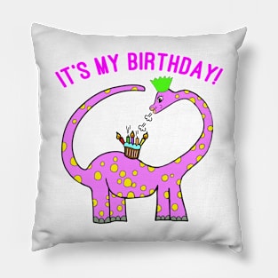 Pink Birthday Cake Diplodocus Dinosaur Pillow