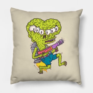 Six-Eyed Alien Rocketeer Pillow