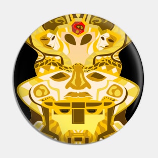 the golden olmec head in totem alien pattern Pin