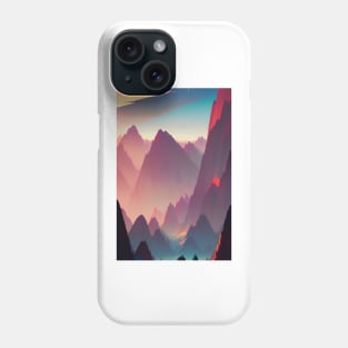 Mountain Range at Sunset - Majestic Anime Landscape Phone Case