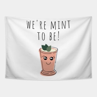 Cute Plant Pun We're Mint to Be Plant Lover Tapestry