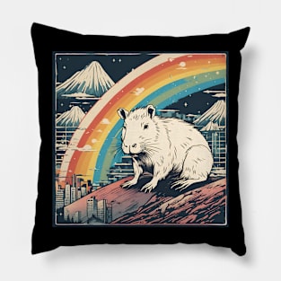 Mount Fuji Capybara Pet Animal Wild and Kawaii Pillow