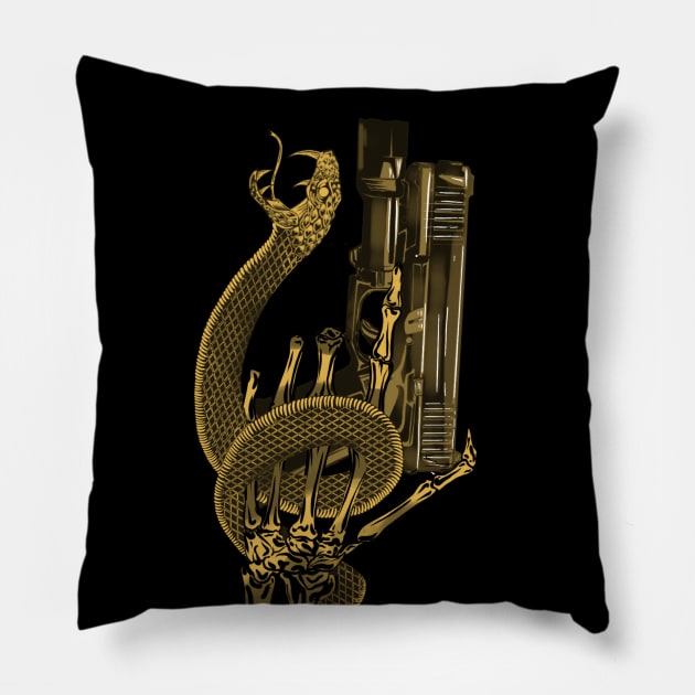 Snake skulls and guns Pillow by ZethTheReaper