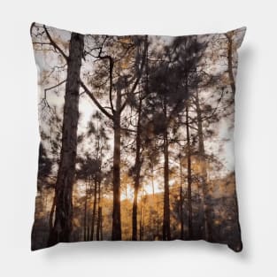 deep jungle pine tree forest Pillow