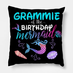 Grammie Of The Birthday Mermaid Matching Family Pillow