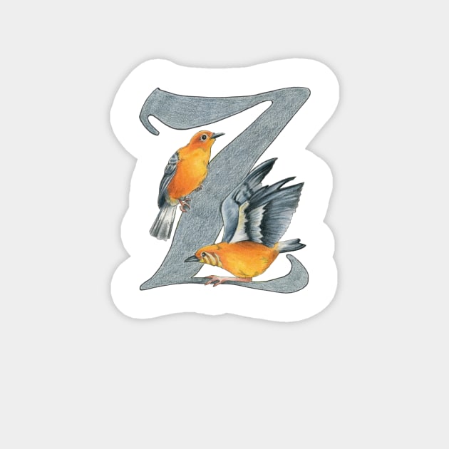 Avian Alphabet Z - Orange-headed thrush Magnet by hnewmanart