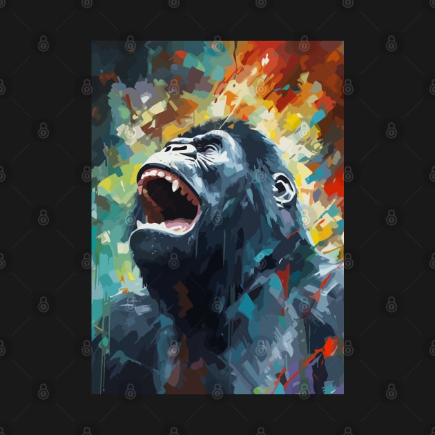 Gorilla Abstract Watercolor Art by Art-Jiyuu