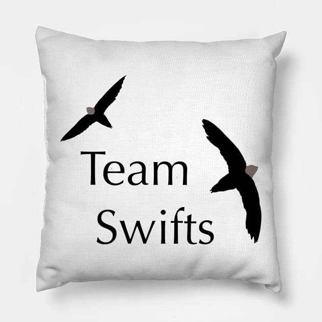 Team Swifts - Birdwatching Humour Chimney Swift Pillow by New World Aster 