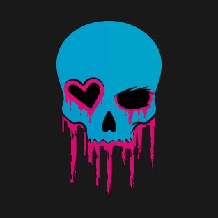 Blue Skull With pink Heart 2 T-Shirt