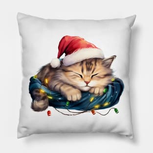 Lazy Manx Cat At Christmas Pillow