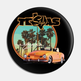 Texas-Style Karmann Ghia beach scene Orange Pin