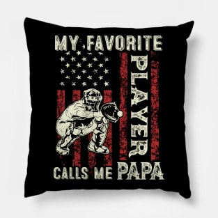 My Favorite Player Calls Me Papa US Flag Baseball Papa Gifts Fathers Day Pillow