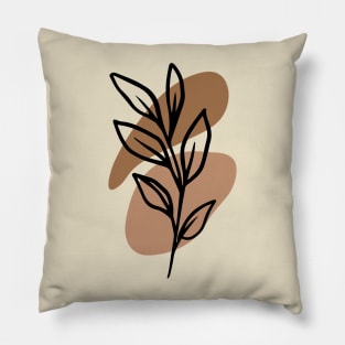 Modern Minimalist Simple Abstract Pastel Pink Black Leaf Art Pillow