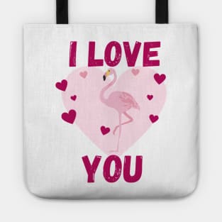 Pink I love you flamingo Tote