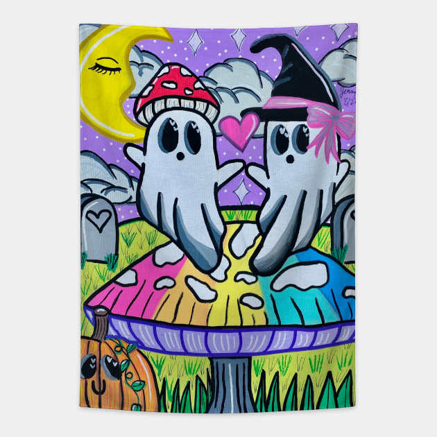 Ghost Party Tapestry by Stay Weird Studio Art