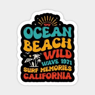 Ocean Beach Wild Wave 1971 Surf Memories California Magnet