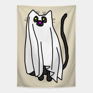 Boo Sheet Halloween Cat Tapestry