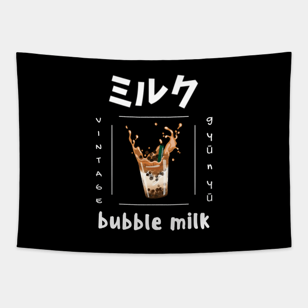 Milk Japan Tea Vintage Retro Kawaii Cows Tapestry by Flowering Away