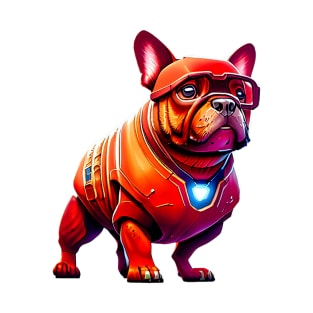 Frenchie in Futuristic Canine Armor T-Shirt