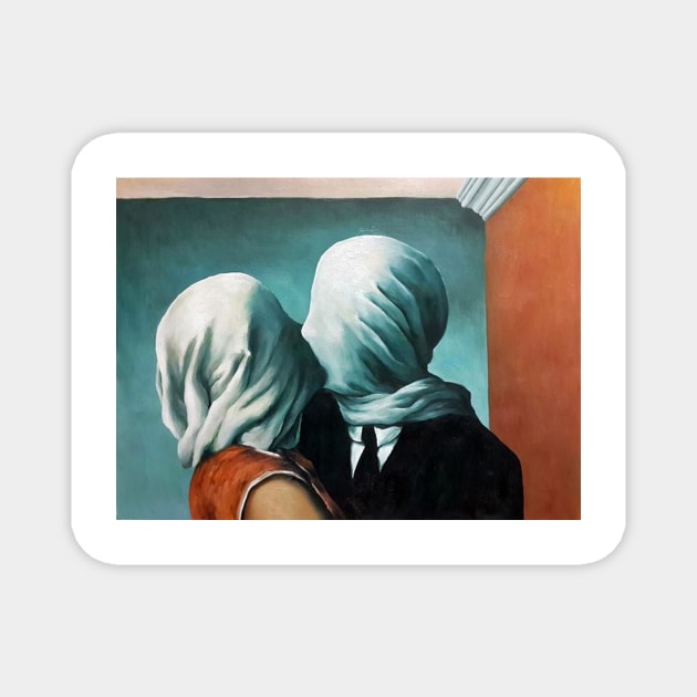 Lovers Kiss by Rene Magritte Magnet by isarol