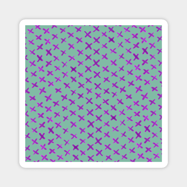X stitches pattern - purple and green Magnet by wackapacka