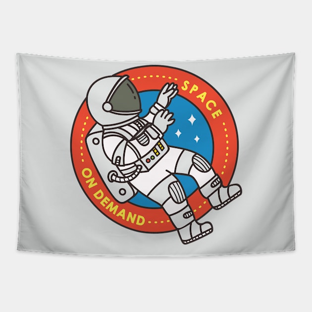 Cute Doodle of Astronaut Floating in Space Tapestry by SLAG_Creative