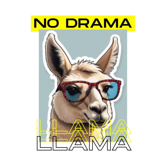 No Drama Llama Funky Alpaca with Sunglasses Yellow Black by ReaBelle