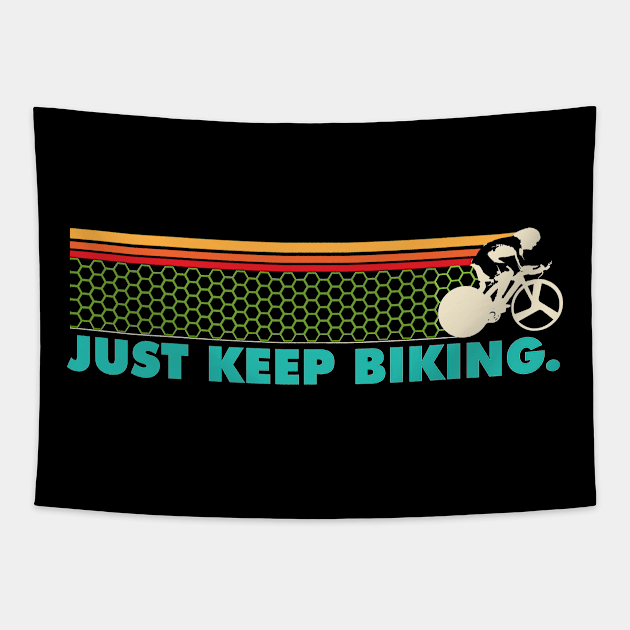 Just Keep Biking - Cyclist Tapestry by PEHardy Design