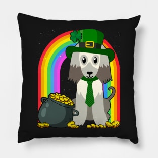 Afghan Hound Rainbow Irish Clover St Patrick Day Dog Gift design Pillow