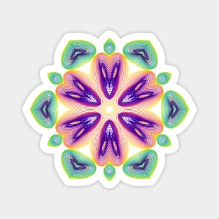 Lotus Kaleidoscope | Harmonograph Green Yellow Purple White Magnet